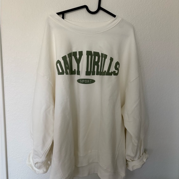 Daily Drills Tops - Daily Drills Cream and Green Sweatshirt